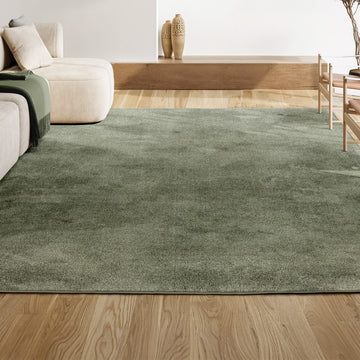 Haze Solid Low-pile Area Rug Green